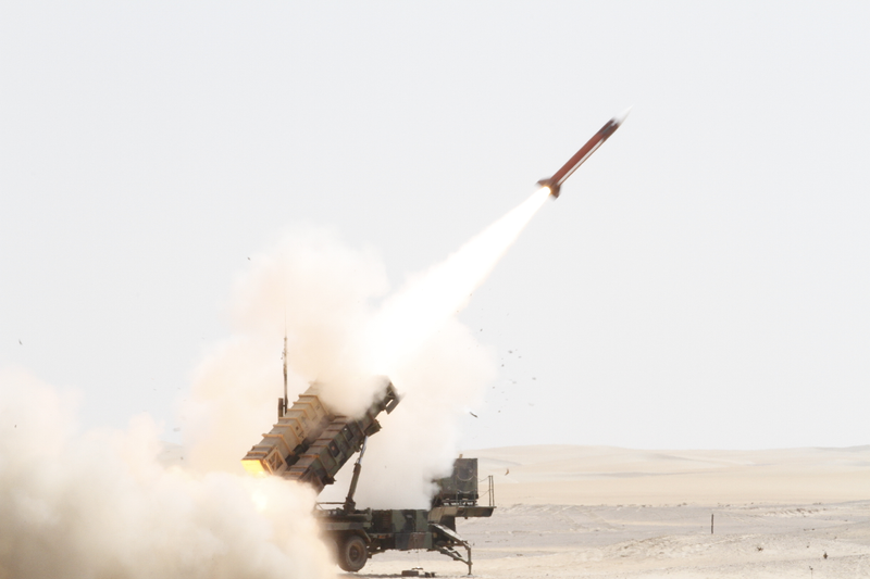 Patriot missile system launch.